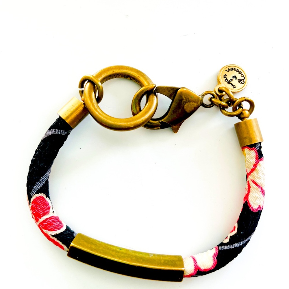 Sugar Blossom designed silk and brass bracelet